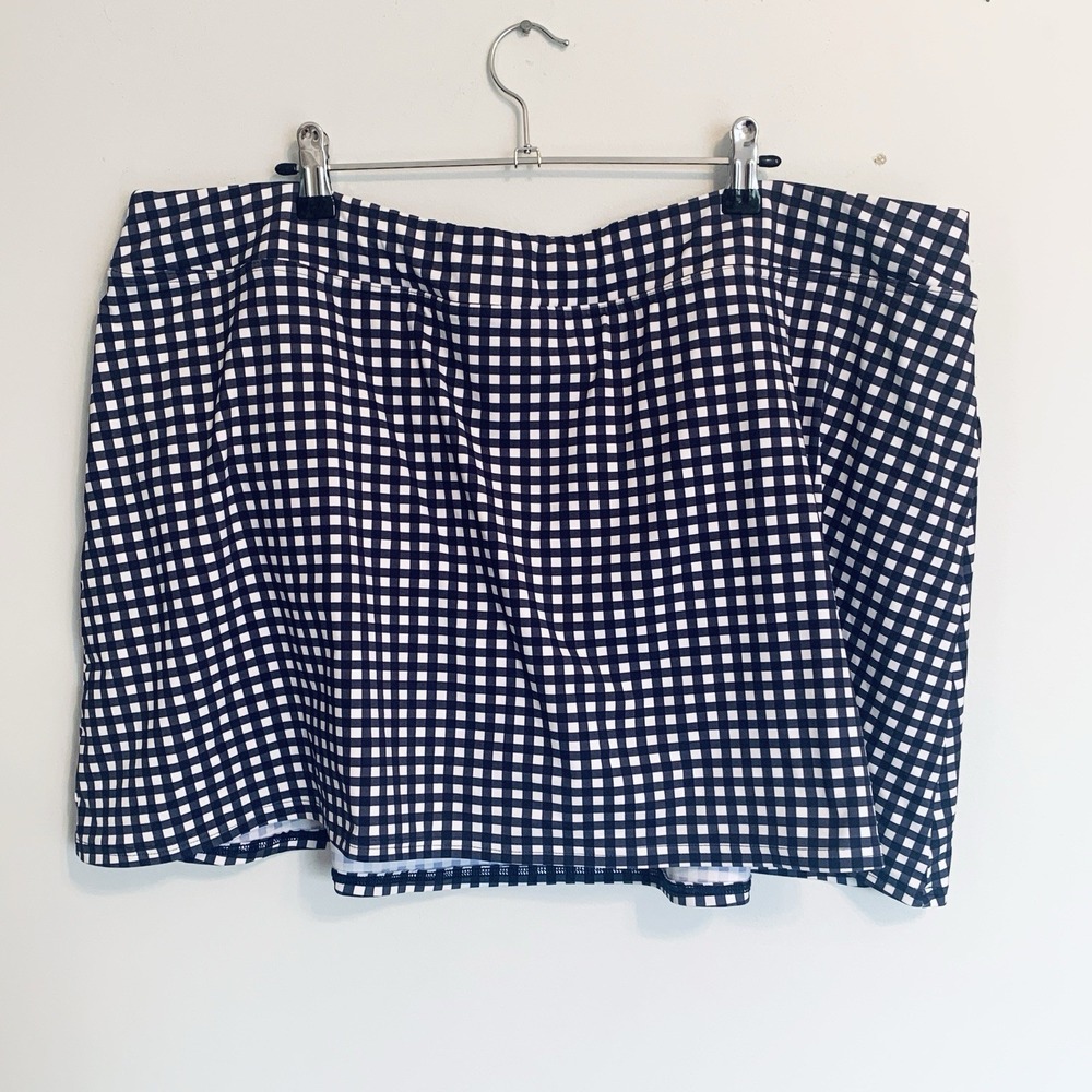 Land's End x Draper James‎ Swim Skirt Plus Size 22W Gingham Blue White Check